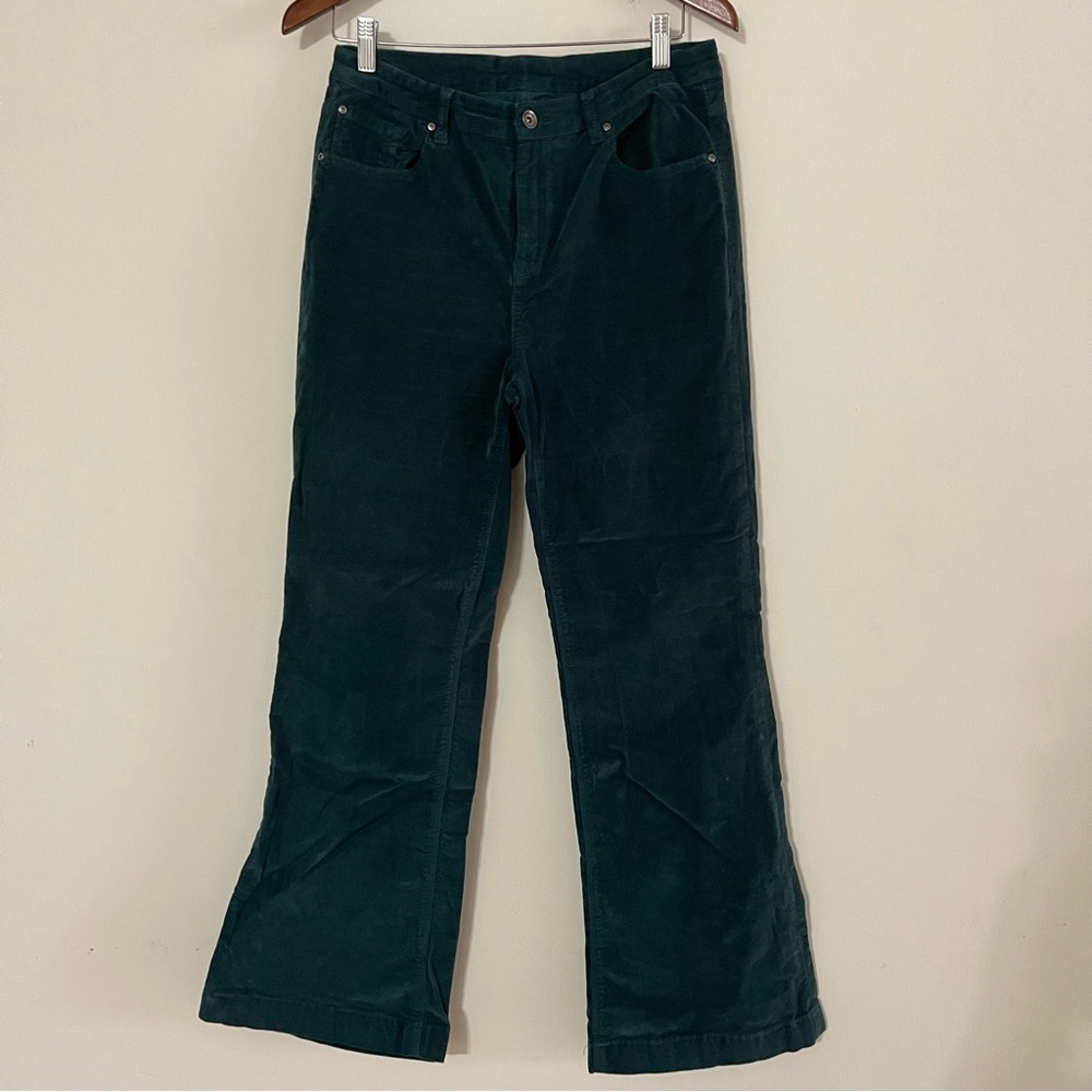Green corduroy straight leg jeans